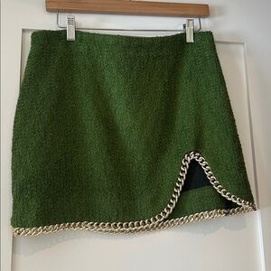 Zara green knitted gold chain skirt